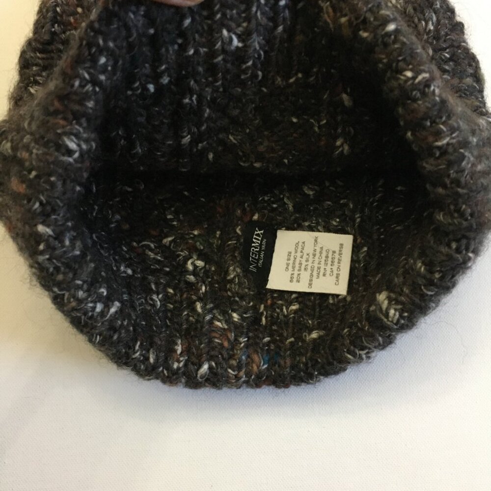 INTERMIX Italian Yan Womens Beanie Brown Multi-Color Wool Silk Blend One Size - Picture 4 of 12